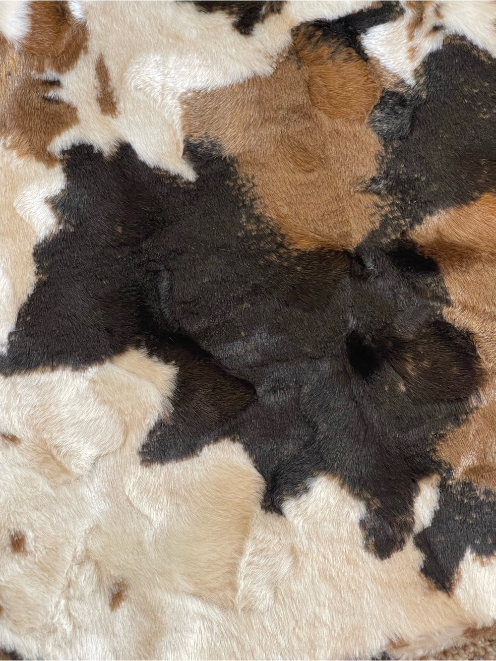 Vici Cowhide Faux Fur Mini Skirt in Black, White & Brown - Picture 3 of 9